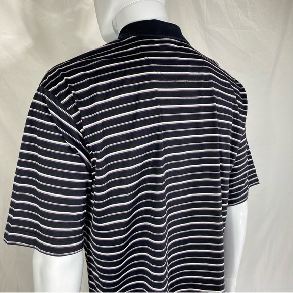 Alan Flusser Men’s Black White Golf Short Sleeve Polo - Picture 3 of 7